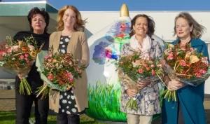 mary willemsen met de burgemeesters van lisse noordwijk en teylingen, lies spruit, wendy verkleij en carla breuer